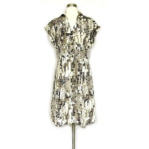 NANETTE LEPORE Dress Silk Cream Black Snake  10